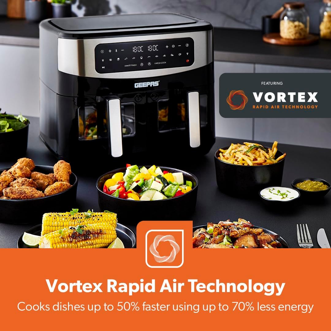 Dual Zone Digital Air Fryer with Two Drawers, Touch Screen and Smart Finish detail 1